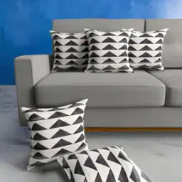 Set of 5 Geometric Print Cushion Covers 12" x 12"-image-45