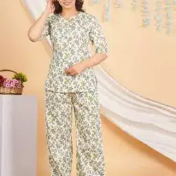Women Floral Print Top & Pyjamas Set-picture-15