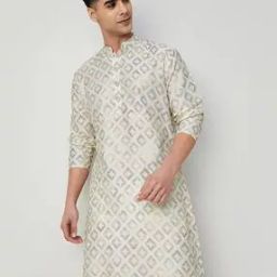 melange by lifestyle Men Regular Fit Short Kurta with Full Sleeves-picture-2