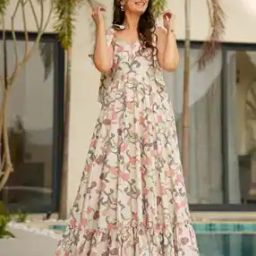 Women Floral Print Gown Dress-image-28