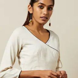 Angrakha Cotton Slub Blouse with Tie-Up-picture-21