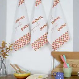 Set of 3 Typographic Print Cotton Kitchen Towels 20" x 16"-23