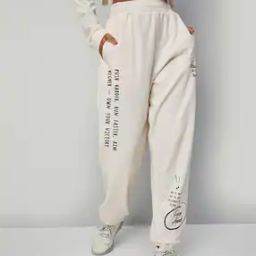 Women Typographic Print Joggers with Insert Pockets-image-26