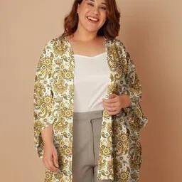 Women Floral Print Front-Open Shrug-image-91