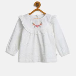 Schiffli-Embroidered Top with Ruffled Panel-33