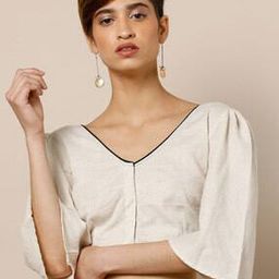 Open-Front Slub Cotton Blouse with Back Tie-Up-11
