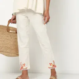 Ankle-Length Pants with Embroidered Hem-picture-31