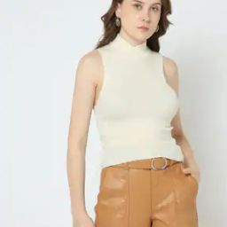 Women Ribbed High-Neck Pullover-image-90