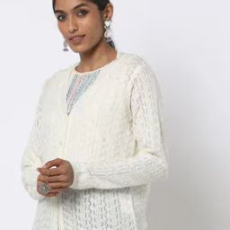Women V-Neck Button-Down Cardigan-image-3