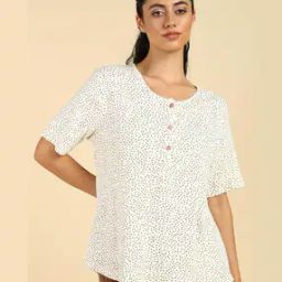 Women Micro Print Relaxed Fit Top-image-21