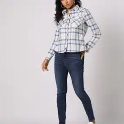 Plaid Checked Shirt with Flap Pockets-image-15