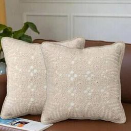 Set of 2 Crochet Square Cushion Covers 16" x 16"-34
