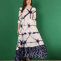 Women Printed Flared Kurta with 3/4th Sleeves-image-81