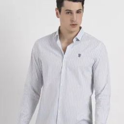 Men Stripes Loose Fit Shirt-image-3