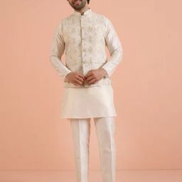 kisah Men Self-design Nehru Jacket image 1