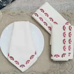 Set of 4 Table Napkins with Floral Border-image-47