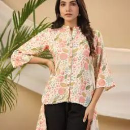 Women Floral Print Regular Fit High-Low Tunic-20