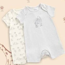 Unisex Pack of 2 Animal Print Round-Neck Rompers-34