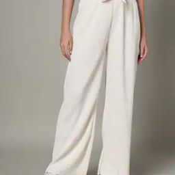 Women High-Rise Wide-Leg Flat-Front Trousers-image-40