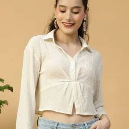 Women Regular Fit Shirt with Spread Collar-image-47