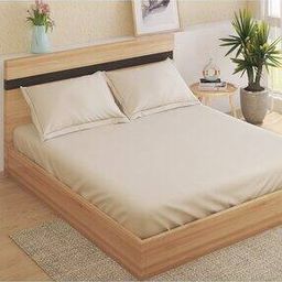 144 TC King Size Fitted Bedsheet with Pillow Covers-38