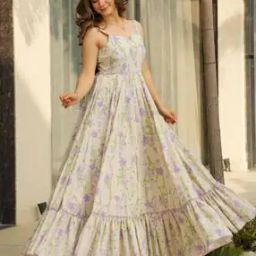 Women Floral Print Gown Dress-image-52