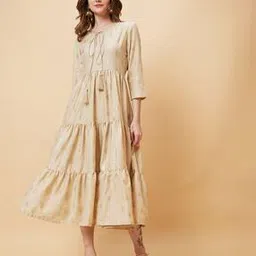 globus Printed Tiered Dress with Tie-Up-picture-0