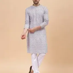 Embroidered Long Kurta with Mandarin Collar-picture-29