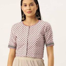 Floral Print Front-Open Blouse-46