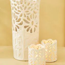 Set of 3 Stoneware Vase & T-Light Holders-31