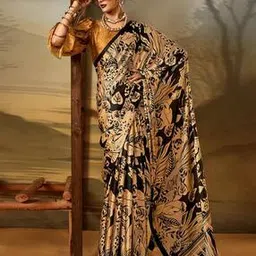 ri-wah Women Ethnic Motif Design Crepe Abstract Saree -picture-31