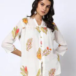 Women Leaf Print Regular Fit Top-image-32