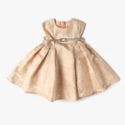 Girls Floral Pattern Jacquard Fit & Flare Dress with Belt-image-83