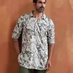 Men Regular Fit Long Kurta with Mandarin Collar-image-38