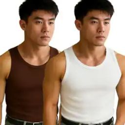 Men Pack of 2 Ribbed Sleeveless Vests-image-98