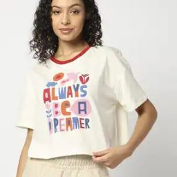 Women Typographic Print Round-Neck Top-image-70
