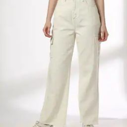 Women Straight Fit Mid-Rise Cargo Jeans-image-88