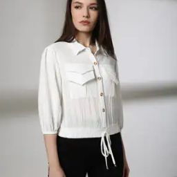 Women Regular Fit Shirt with Flap Pockets-image-77