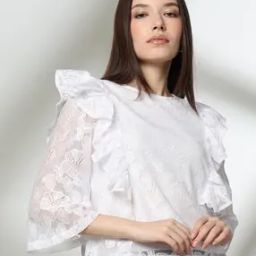 Women Swiss-Dot Regular Fit Top-image-20