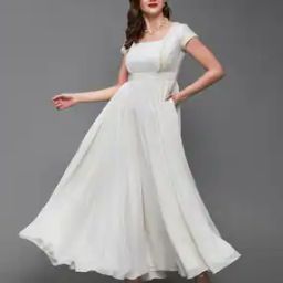 Women Square Neck Self-design Dress-image-2