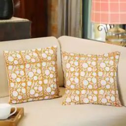 Set of 2 Floral Print Cotton Cushion Covers 18" x 18"-24