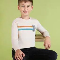Boys Striped Regular Fit Crew-Neck T-Shirt-image-22