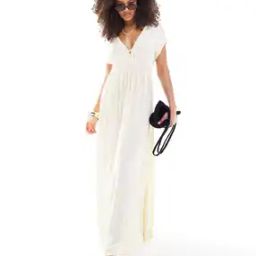 Crinkle Short Sleeve Tie V-Neck Front Midaxi Tea Dress-image-21
