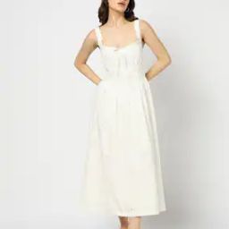 Women Schiffli Embroidered Square-Neck Fit & Flare Dress-14