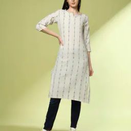 Women Leaf Woven Straight Kurta-52