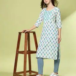 Women Floral Print Straight Kurta-22