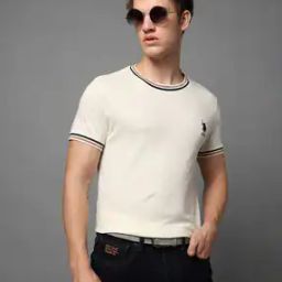 Men Slim Fit Round-Neck T-Shirt with Contrast Tipping-image-90
