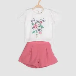 Floral Print Top with Shorts-image-59