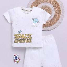 Infants Typographic Print T-Shirt & Shorts Set-image-82