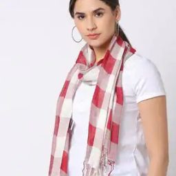 Women Checked Scarf with Tassels-picture-27